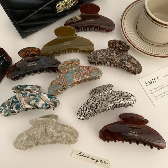 Large Hair Claw Clips Acrylic Tortoise French Butterfly Strong Hold Women Girls - Picture 8 of 8